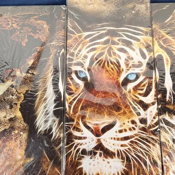 Tiger 5pc Canvas Print Wall Art 40"x20" Includes Hanging Guide and Hangers - Picture 4 of 16